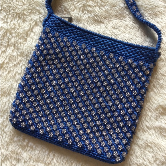 💎5xHP!💎Hand Beaded Crystal Flowers Crossbody Bag - Picture 4 of 9